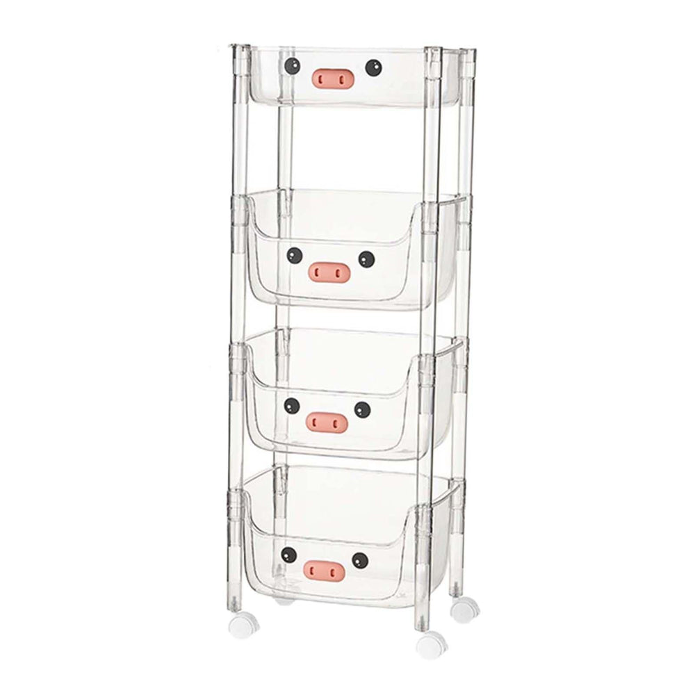 Crofta Multi Tier Rolling Cart Convenient Storage Cart for Bedroom Bathroom Library Flat top 4 layer