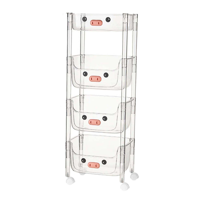 Crofta Multi Tier Rolling Cart Convenient Storage Cart for Bedroom Bathroom Library Flat top 4 layer