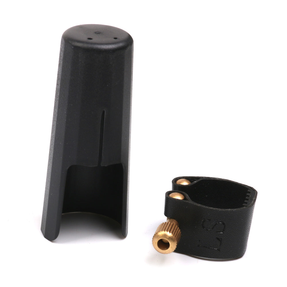 Crofta 1 Set Plastic Soprano Saxophone Sax Mouthpiece Cover with PU Ligature