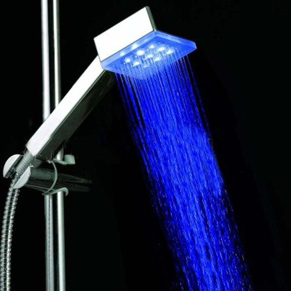 Crofta Three-Colored Temperature Sensor Square LED Shower Spray Head