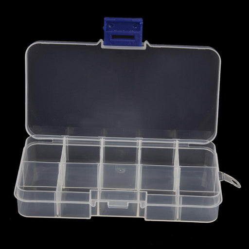 Crofta Adjustable Compartment Plastic Storage Box Jewelry Nail Container 10 Slots