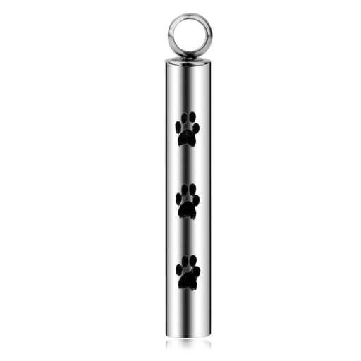 Crofta Women Stainless Steel Cremation Memorial Pedant Dog Paw Silver Cylindrical