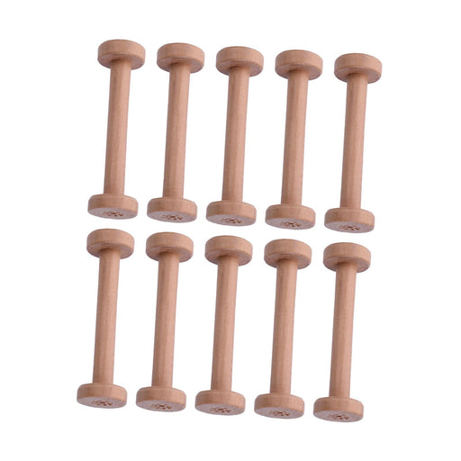 10x Wooden Empty Spools Wooden Spool for Arts Wire Weaving Embroidery Thread Beige