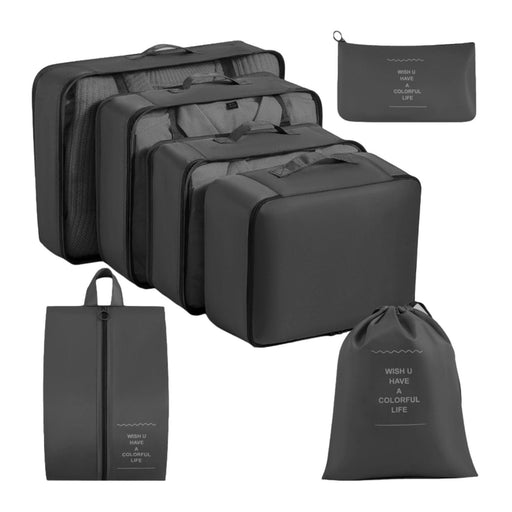 7x Packing Cubes Luggage Packing Organizers for Family Breaks Business Trips Black