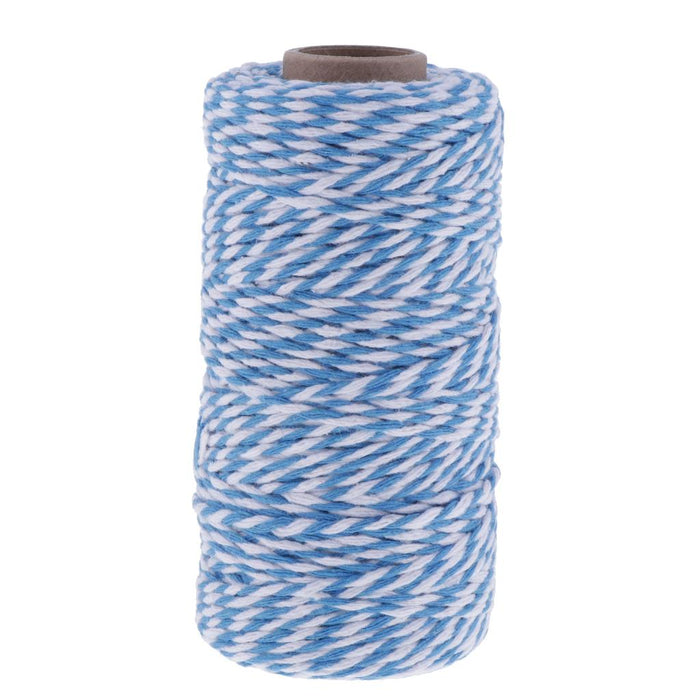 Crofta 100M Wrap Gift Cotton Rope Ribbon Twine Rope Cord String Sky Blue, White