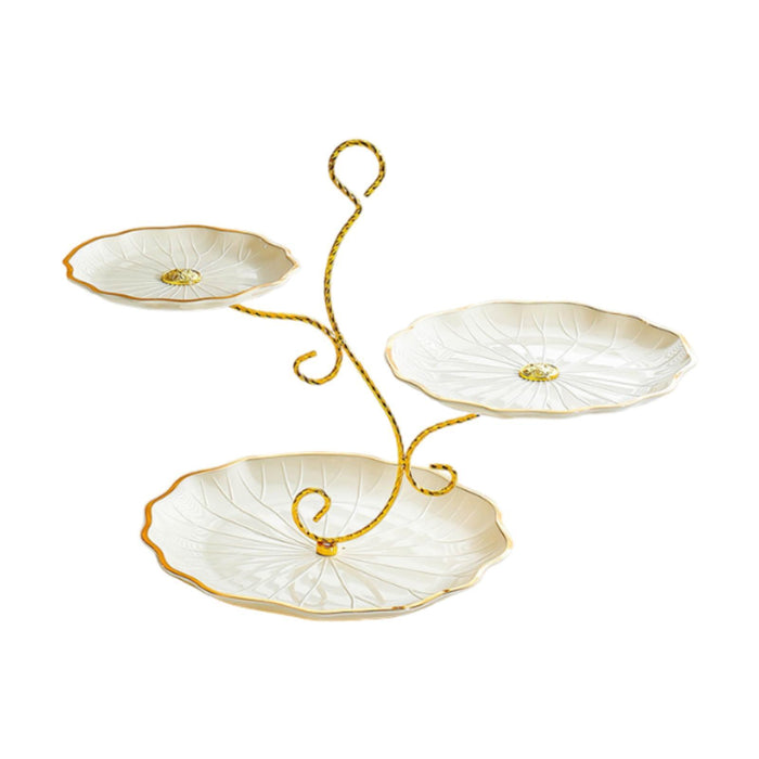 Tiered Cupcake Stand 3 Layer Dried Fruit Plate for Party Banquet Dining Room yellow and gold