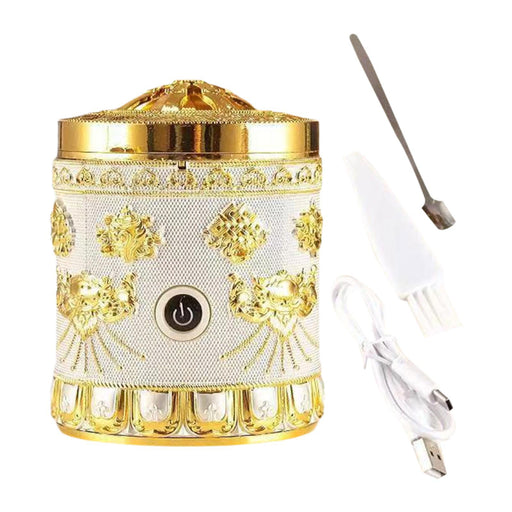 Crofta Electric Incense Burner Gift Decor Accessories for Tea Table Living Room Silver Golden