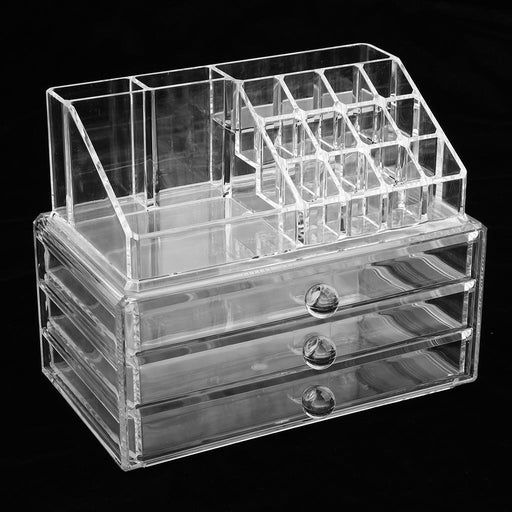 Crofta Acrylic Lipstick Holder Cosmetic Organizer Storage Makeup Box Drawer Clear