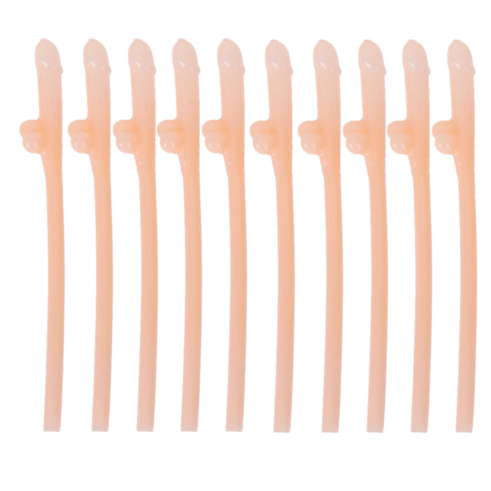 10Pcs Hens Night Nude Color Willy Straw Plastic Dicky Sipping Straws