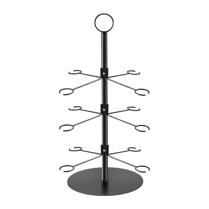 Crofta Cocktail Trees Stand 3 Tier 12 Holders for Wine Cabinet Kitchen Home Storage black