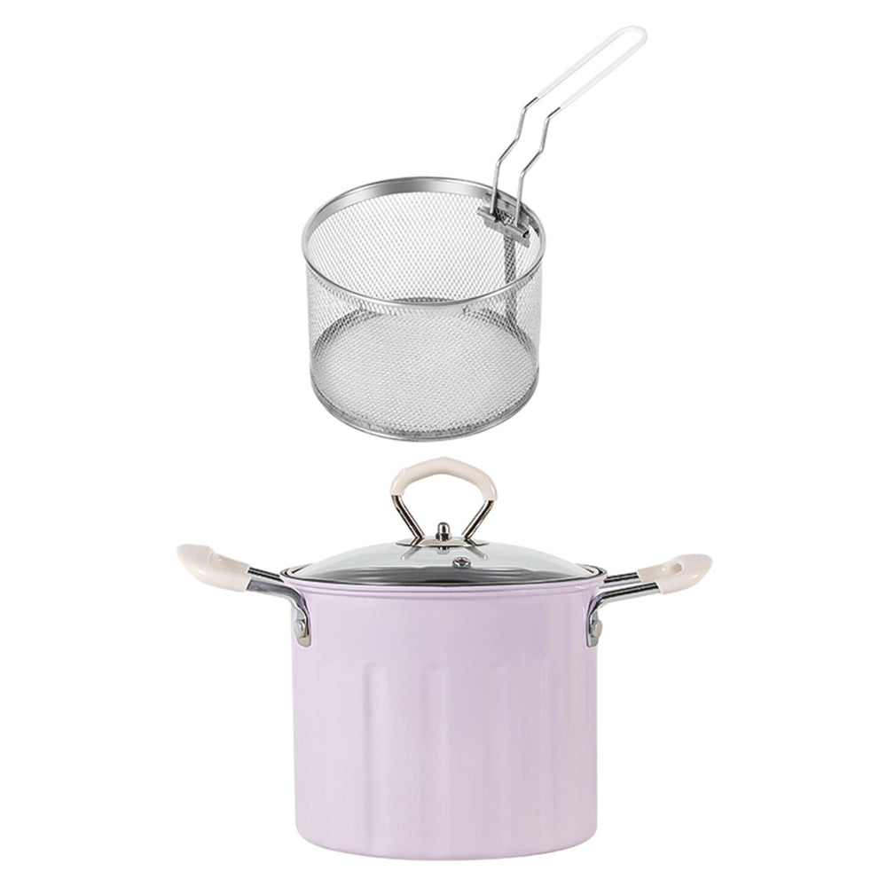 3L Deep Frying Pot with Strainer Kitchen Frying Pan for Frying Party Kitchen Violet