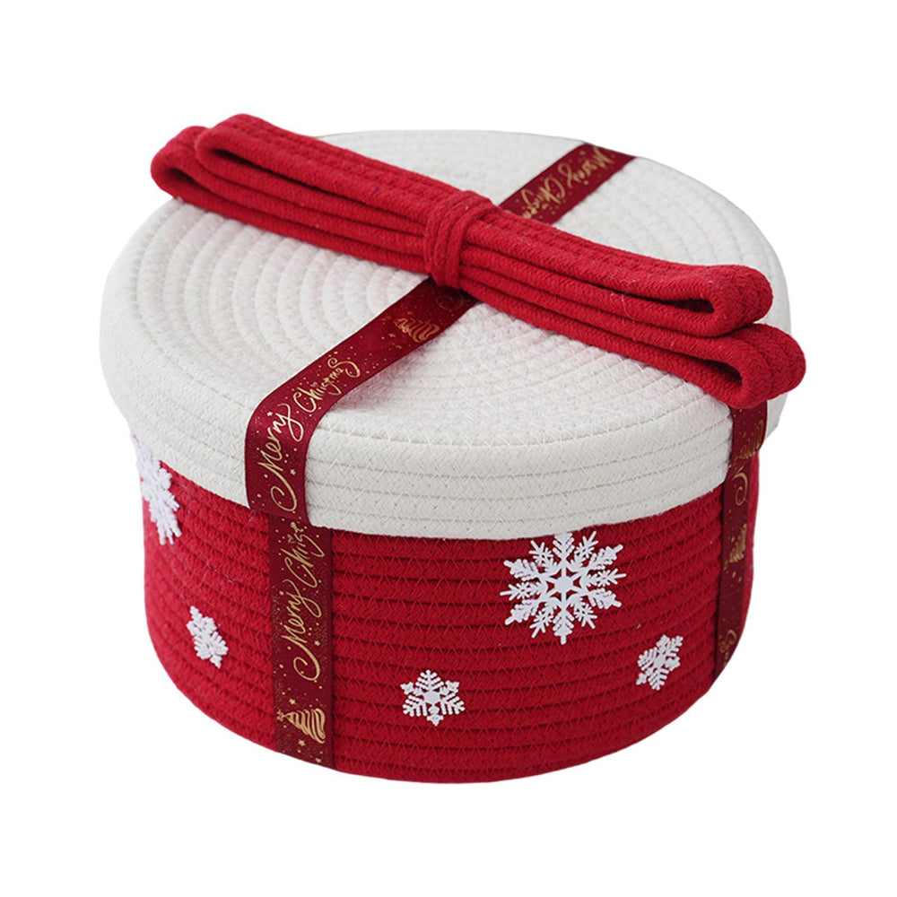 Christmas Basket Multipurpose Cute Cotton Rope Basket for Desk Bedside Table Red 22x12cm