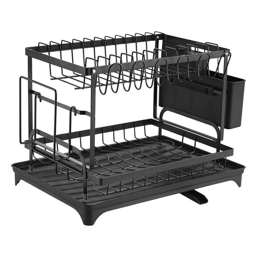 Crofta Dish Drying Rack for Kitchen Countertop Multi Purpose Dish Drainer Organizer Black