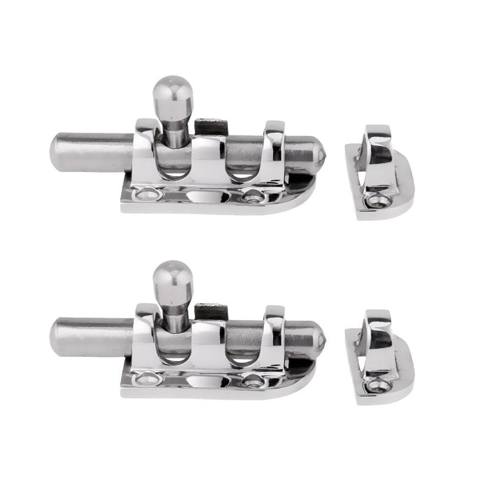 Crofta 2 Pieces Boat Barrel Slide Bolt Cabinet Door Latch / Lock 60mm x 30mm - Marine 316 Stainless Steel