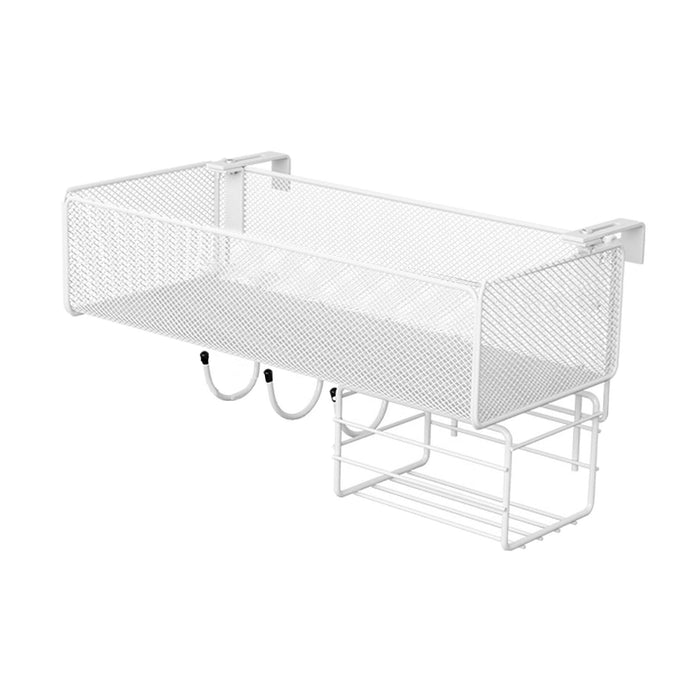 Decorative Railing Shelf Bedside Hanging Wire Basket for Porch Patio Balcony White