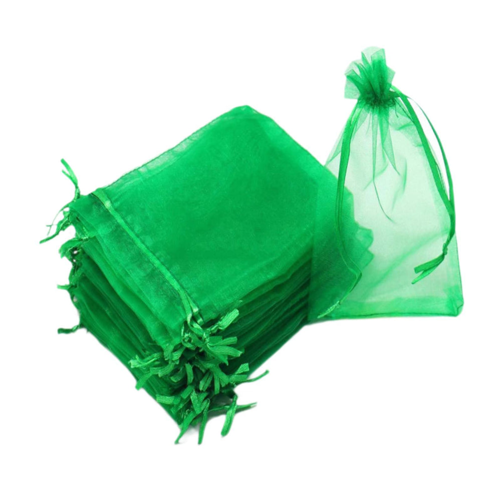 Crofta 100x Organza Bags Wedding Birthday Reusable Party Favors Christmas Gift Bags Green