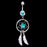 Crofta 14G Stainless Steel Barbell Crystal Dream Catcher Dangle Navel Belly Ring Bar Blue