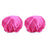 2 Pieces Double Layer Waterproof Shower Bathing Caps for Women Rose Red