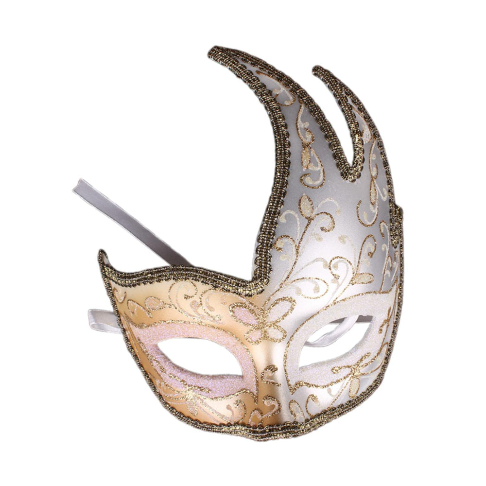 Masquerade Mask with Strap Fancy Dress Half Face Mask for Men Festival Party White