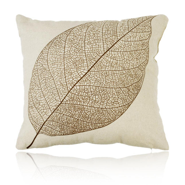 Crofta Vintage Leaf Cotton Linen Square Sofa Bed Home Decor Throw Pillow Case Cushion Cover