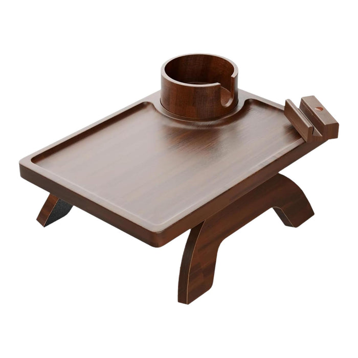 Sofa Serving Tray Nonslip Foldable Sofa Arm Tray for Snacks Coffee Breakfast Brown