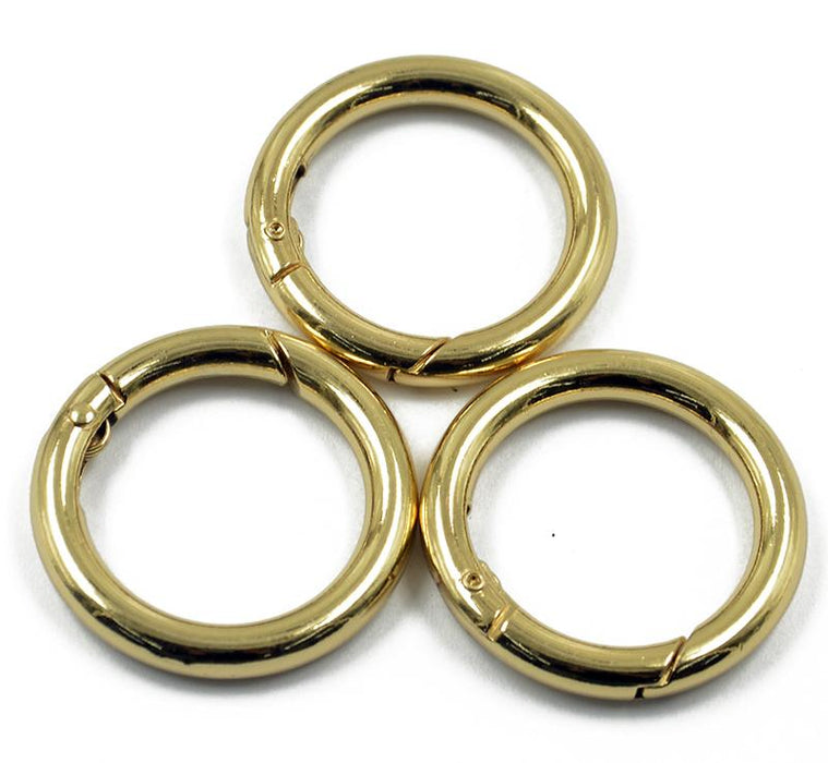 3pcs Gold Plated Alloy Round Spring Snap Hooks Clip 35mm