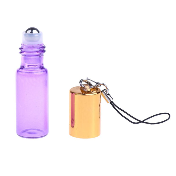 24 Pieces Refillable Glass Roller Essential Oil Bottles Pendant 5ml Purple