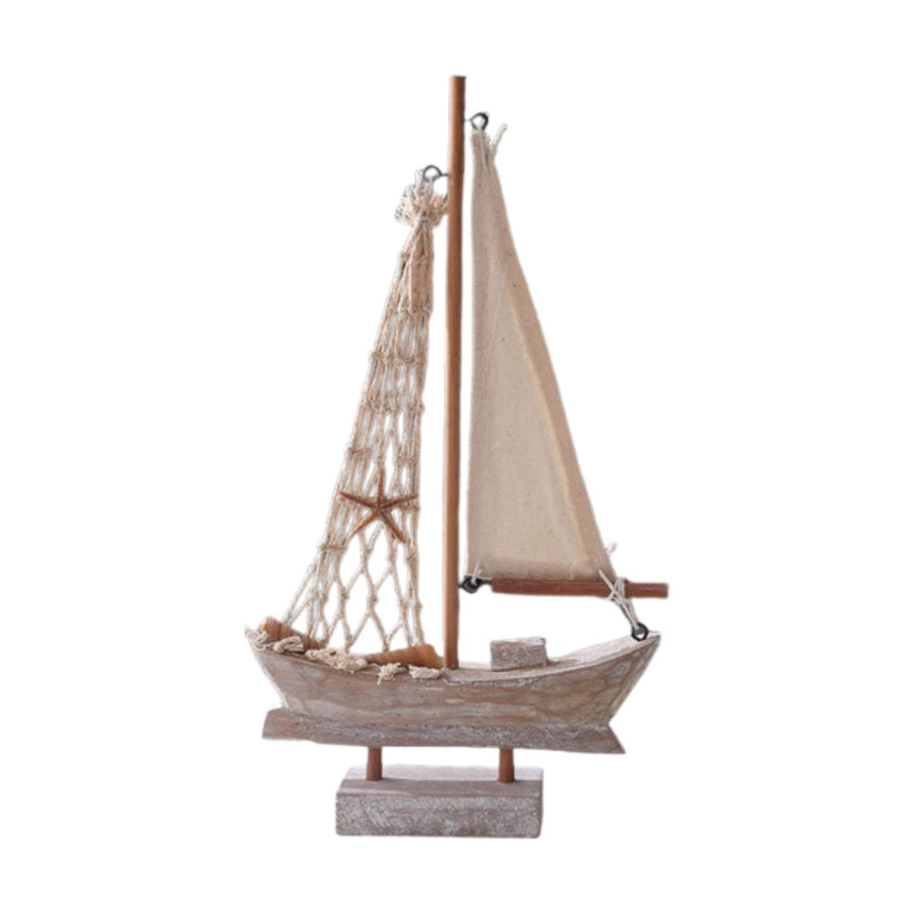 Crofta Wood Sail Boat Photo Props Miniature Sailing Boat for Countertop Office Home 28cmx15.5cmx4cm