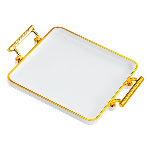 Serving Tray Rectangular with Handles Countertop Organizer for Hotel Parties Porcelain White