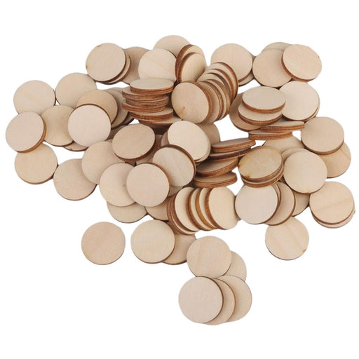 Crofta Wooden Round Shaped Embellishments Card Making Scrapbooking Decoupage Sign Making Plaques DIY Craft Supplies PACK OF 100PCS 20mm