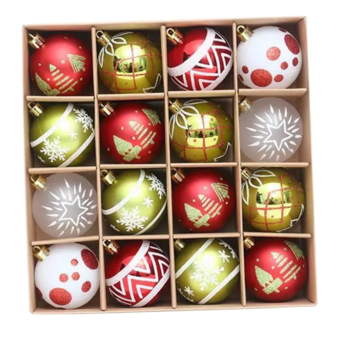 Crofta 16Pcs Christmas Tree Ball Ornaments 2.36inch for Birthday Decorating Holiday red green