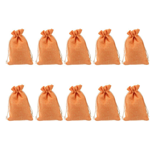 Crofta 10pcs Linen Drawstring Bags Wedding Party Gift Bag Pouches Orange,10x14cm