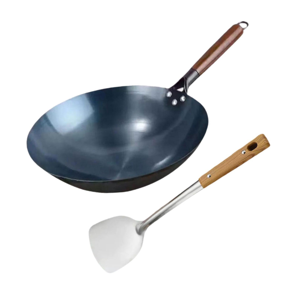 Wok Pan Cooking Wok Universal with Wooden Handle Gas Traditional Chinese Wok 40cm