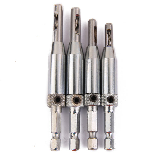 Crofta 4pcs Self Centering Hinge Hardware Drill Bit Set 5/64'' 7/64'' 9/64''11/64''