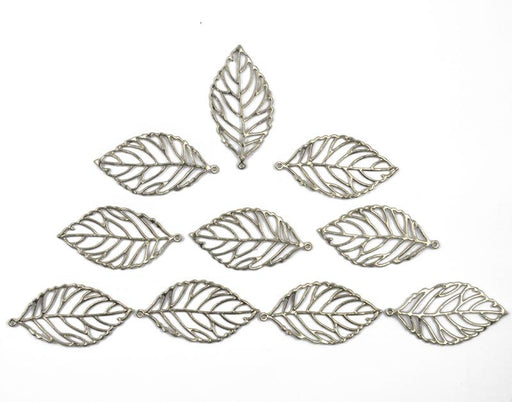 10pcs Silver Plated Alloy Hollow Tree Leaf Jewelry Making Charms Pendant