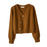 Crofta Women's Cardigan Sweater for Fall Winter Jacket Clothes V Neck Crop Cardigan Brown