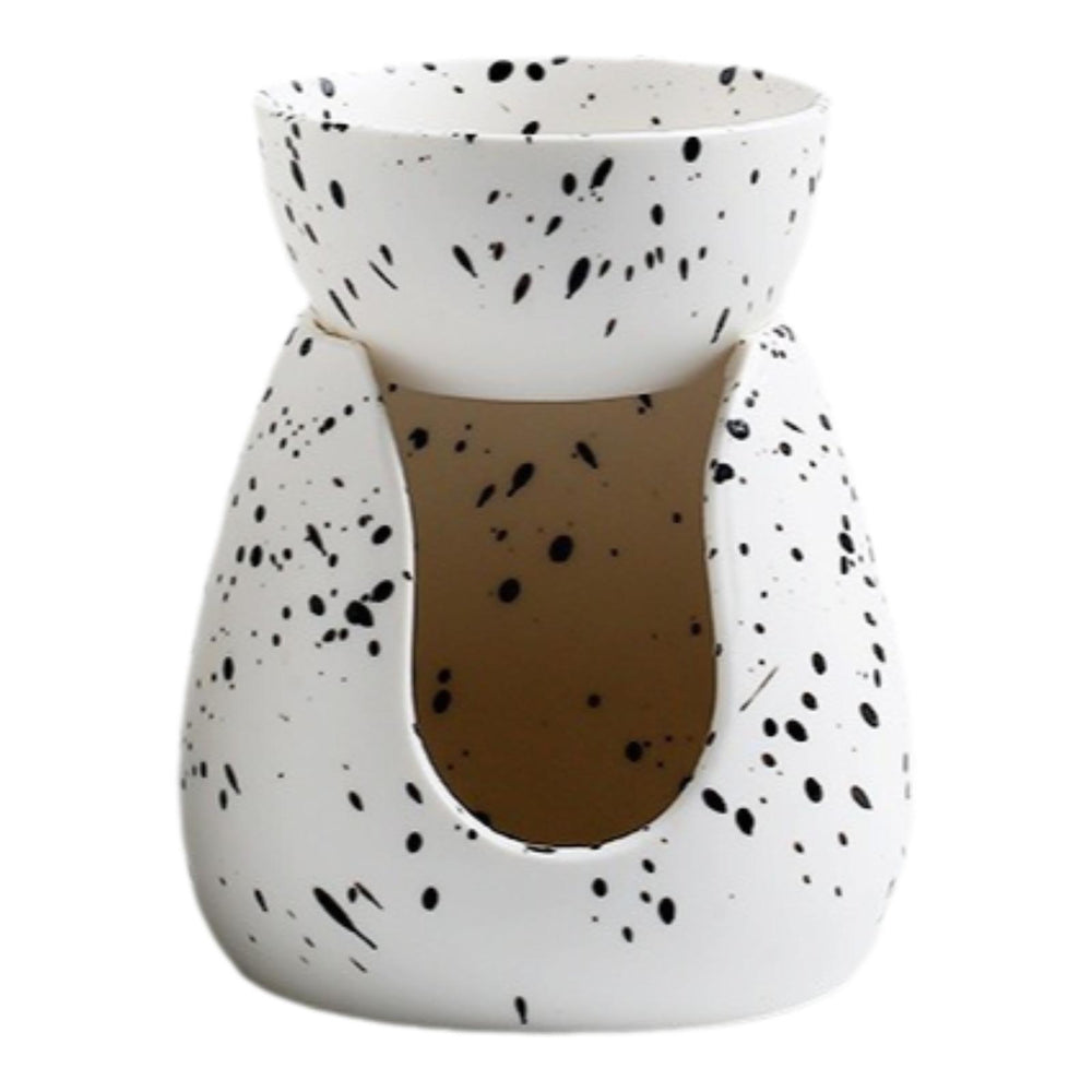 Crofta Essential Oil Burner Tealight Candle Holder for Office Bathroom Wedding Gift Black Dots