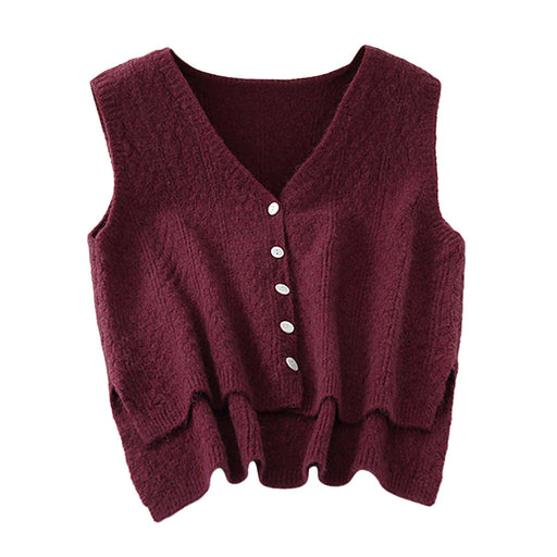 Women Sweater Vest Breathable V Neck Casual Fashion Jumpers Sleeveless Gilet Dark Purple