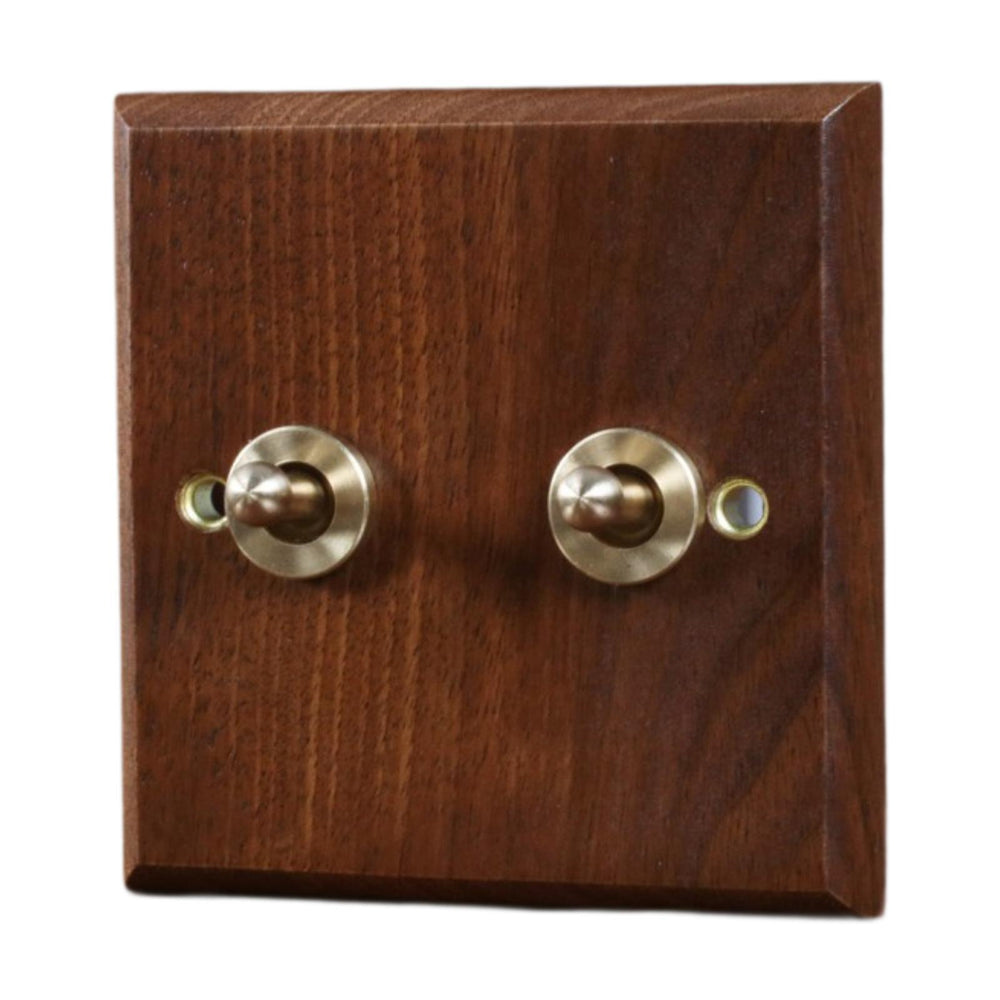 Crofta Wooden Lighting Switch Plate Premium Outlet Panel for Hotel Kitchen Room Two Levers