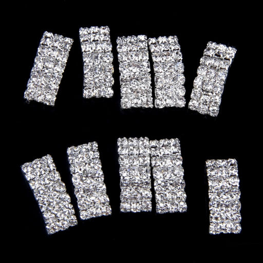 10 Pcs Crystal Diamante Rhinestone Buckle Invitation Ribbon Slider A