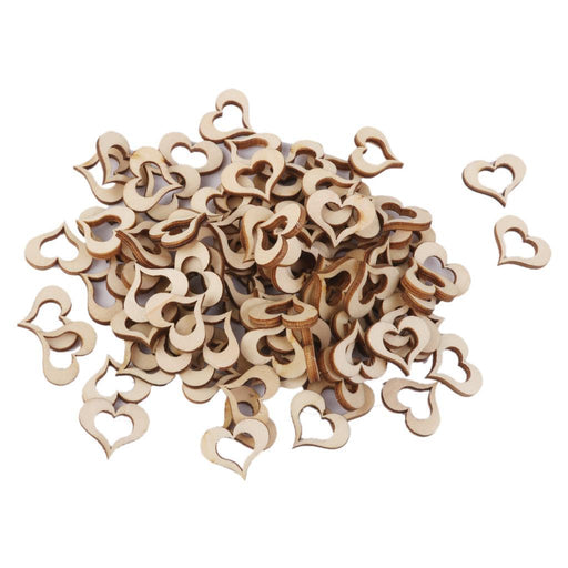 3mm Wooden Blank Hollow Heart Embellishments DIY Crafts 20mm 100pcs