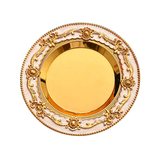 Crofta Vintage Necklace Tray Iron Decorative Serving Plate for Food Perfume Jewelry Gold White