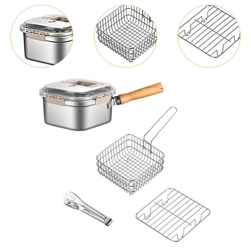 Crofta Deep Fryer Multipurpose Pot Stainless Steel for Restaurant Chicken Wing Cafe