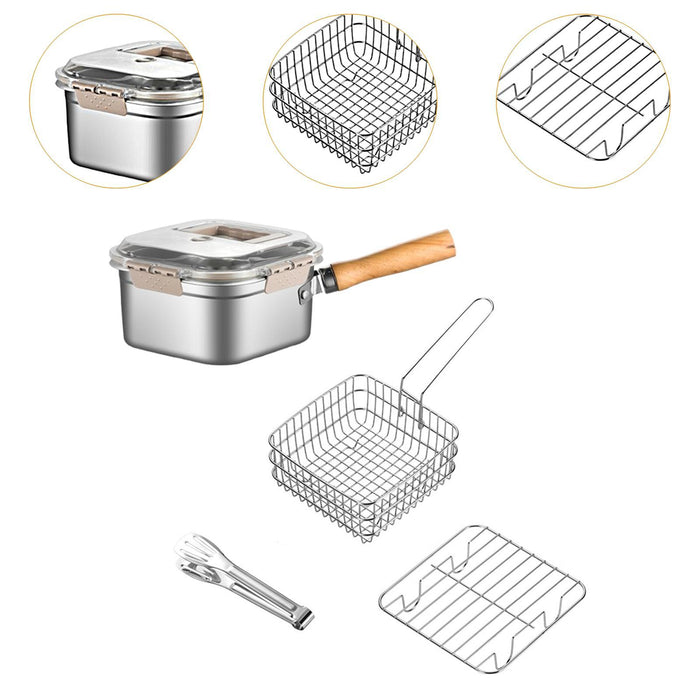 Crofta Deep Fryer Multipurpose Pot Stainless Steel for Restaurant Chicken Wing Cafe