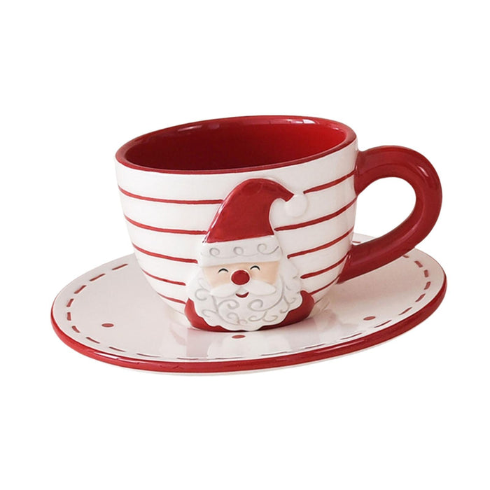 Tea Cup and Saucer Creative Santa Claus for Cappuccino Birthday Gift Wedding