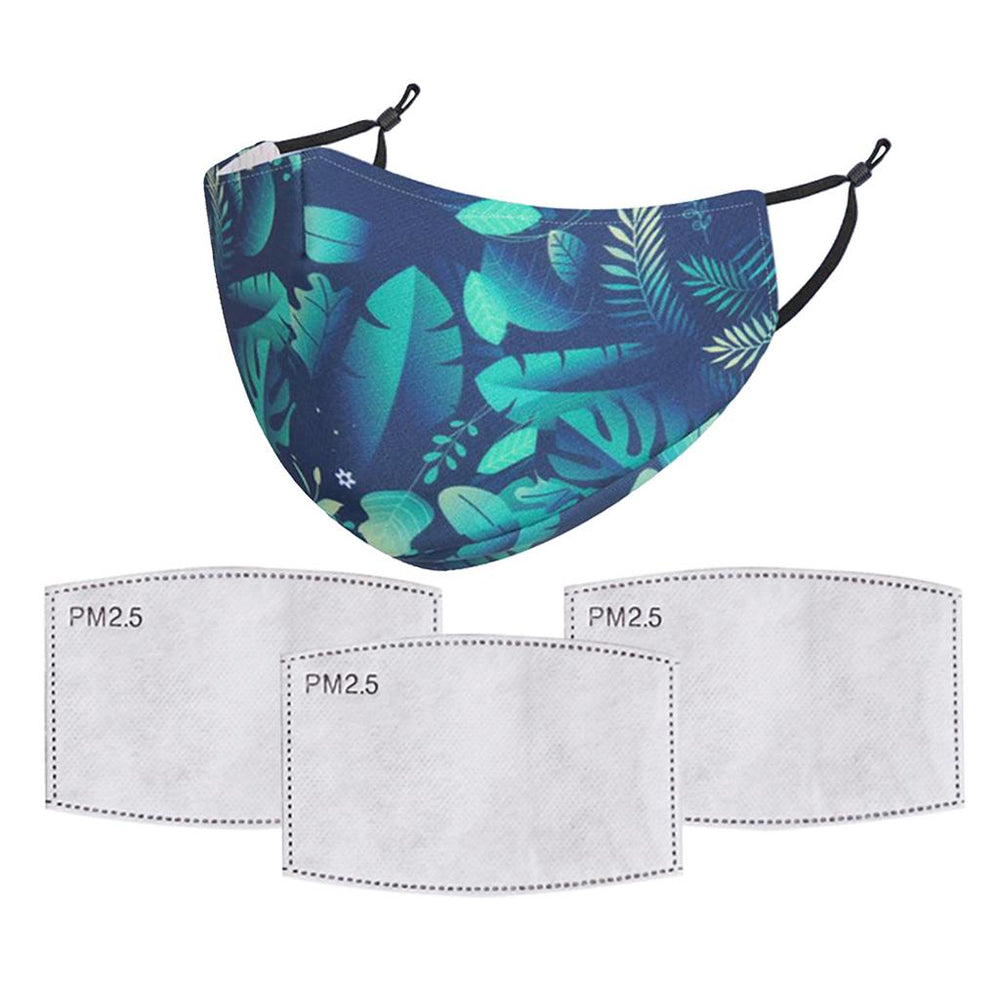 Crofta Unisex Adults Reusable Mask Anti-dust PM 2.5 Haze Filter Cover Blue Leaf