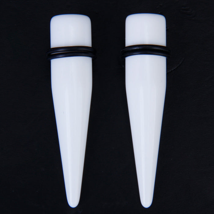 Crofta 1 Pair White Acrylic Expander Taper Ear Stretcher Plug 9/16