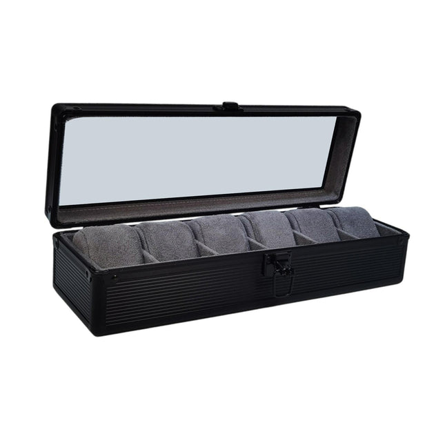 Crofta Watch Storage Case 6 Slots Watch Box for Girls Women Watches Jewelry Display Black