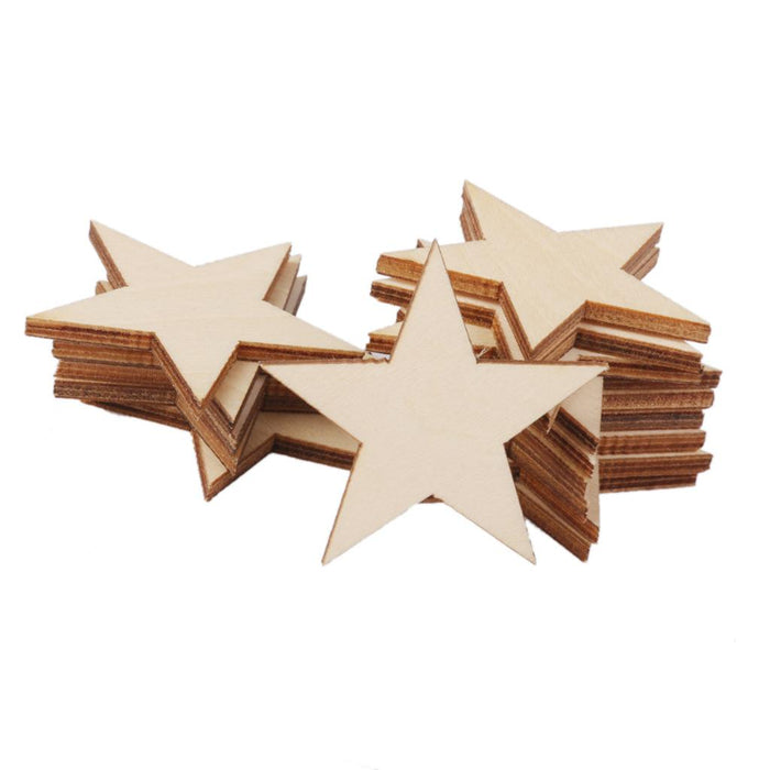 3mm Thick Star Shape Wooden Embellishments for DIY Crafts 25pcs 50mm