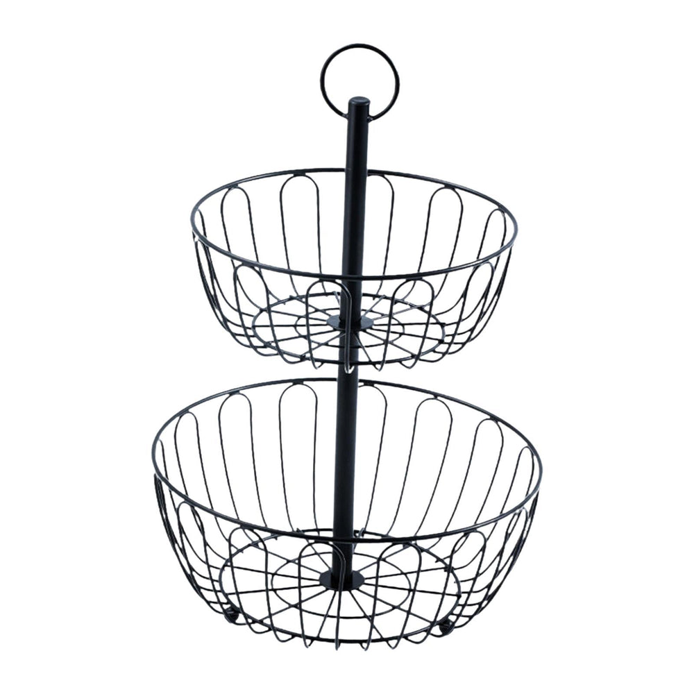 Iron 2 Tier Fruit Basket Stand Fruit Holder for Living Room Bathroom